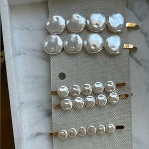 Anthropologie hair accessories barrette clips set NEW pearl 🤍🤍🤍